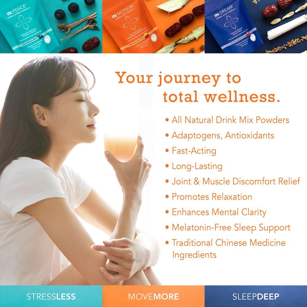 in:TotalWellness - in:Motion Natural Herbal Formula, 20 Serving Pouch, Corydalis, Tumeric, Ginger + 9 More ADAPTOGEN Herbs, Citrus Berry Flavor, 1 Count - Maple Wellness Supplements