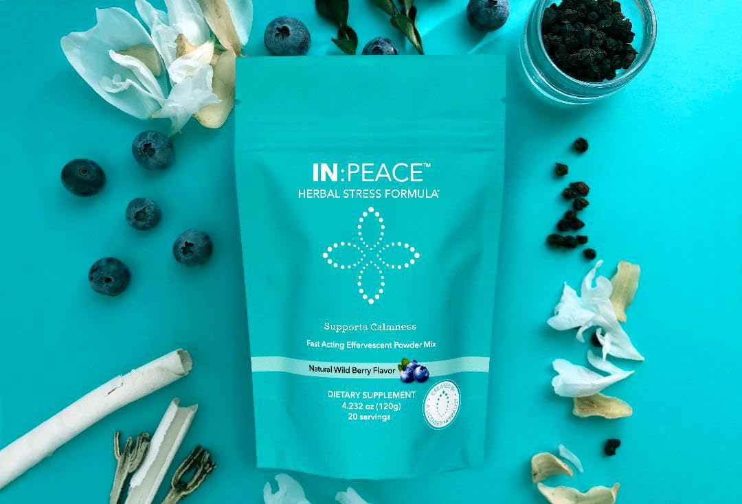 In:TotalWellness IN:Peace Herbal Calming Formula. 20 Serving Pouch, Wild Berry Flavor. 9 Herb Antioxidant + Adaptogen Blend. Clinically Proven Ingredients. Crafted by a Licensed Herbalist - Maple Wellness Supplements