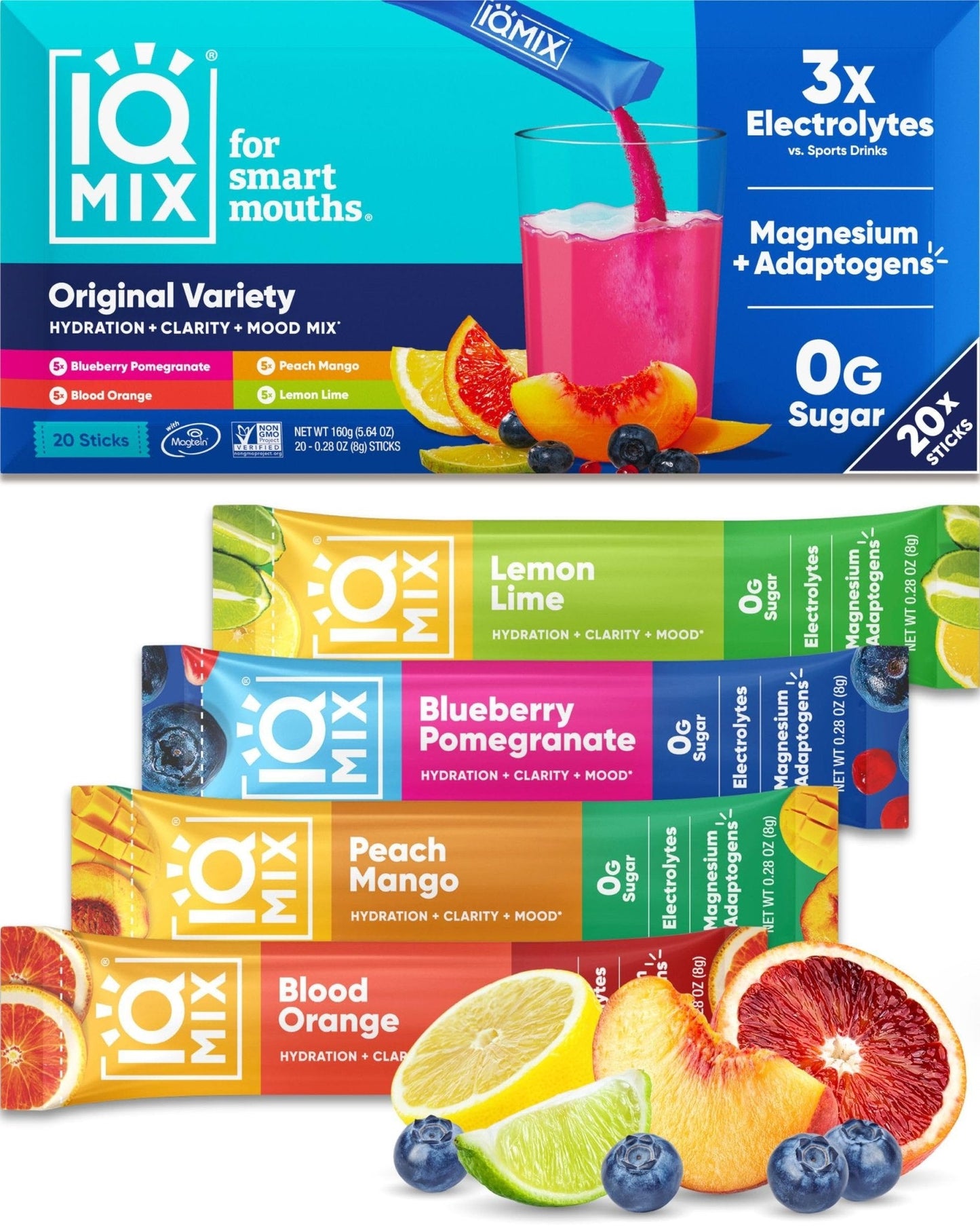 IQMIX Hydration Electrolyte Powder – 4-in-1 Formula for Hydration, Mental Clarity, Mood and Recovery – Sugar-Free Drink Mix, Keto, Magnesium L-Threonate - Maple Wellness Supplements
