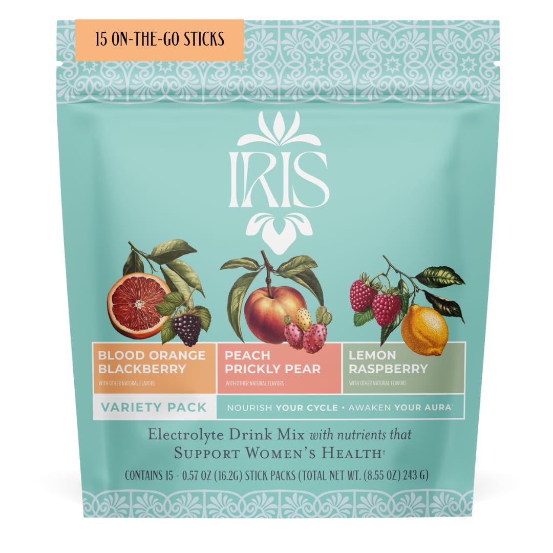 Iris Women’s Hormonal Health Daily Electrolyte Drink Mix | High Fiber, Essential B Vitamins for Mood Support | 40:1 Myo & D‑Chiro Inositol | Variety Pack, - Maple Wellness Supplements