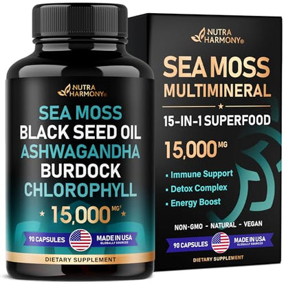 Irish Sea Moss | Black Seed Oil | Ashwagandha | Burdock | Chlorophyll | Supergreens - Maple Wellness Supplements