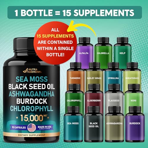 Irish Sea Moss | Black Seed Oil | Ashwagandha | Burdock | Chlorophyll | Supergreens - Maple Wellness Supplements