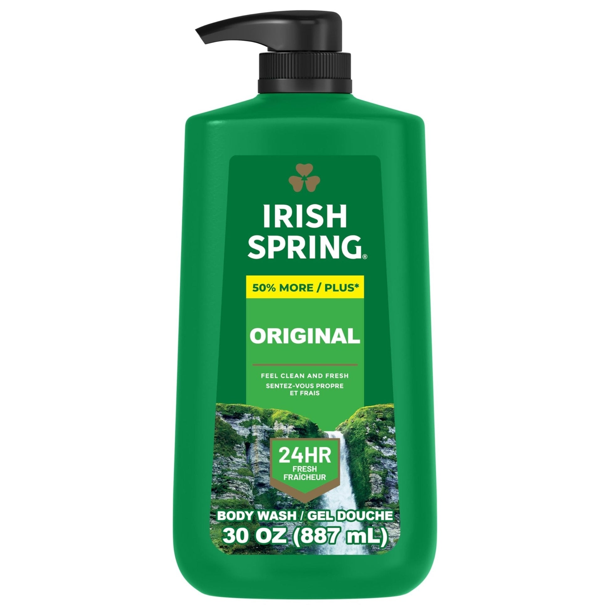 Irish Spring Original Moisturizing Body Wash for Men, 24-Hour Fresh, Face and Body Wash, Biodegradable Ingredients, Paraben Free, Cool Fresh Scent, 30 fl oz Pump Bottle - Maple Wellness Supplements