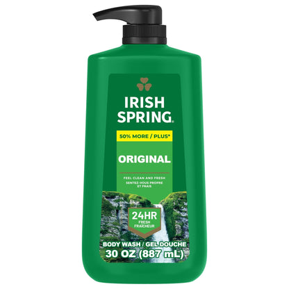 Irish Spring Original Moisturizing Body Wash for Men, 24-Hour Fresh, Face and Body Wash, Biodegradable Ingredients, Paraben Free, Cool Fresh Scent, 30 fl oz Pump Bottle - Maple Wellness Supplements