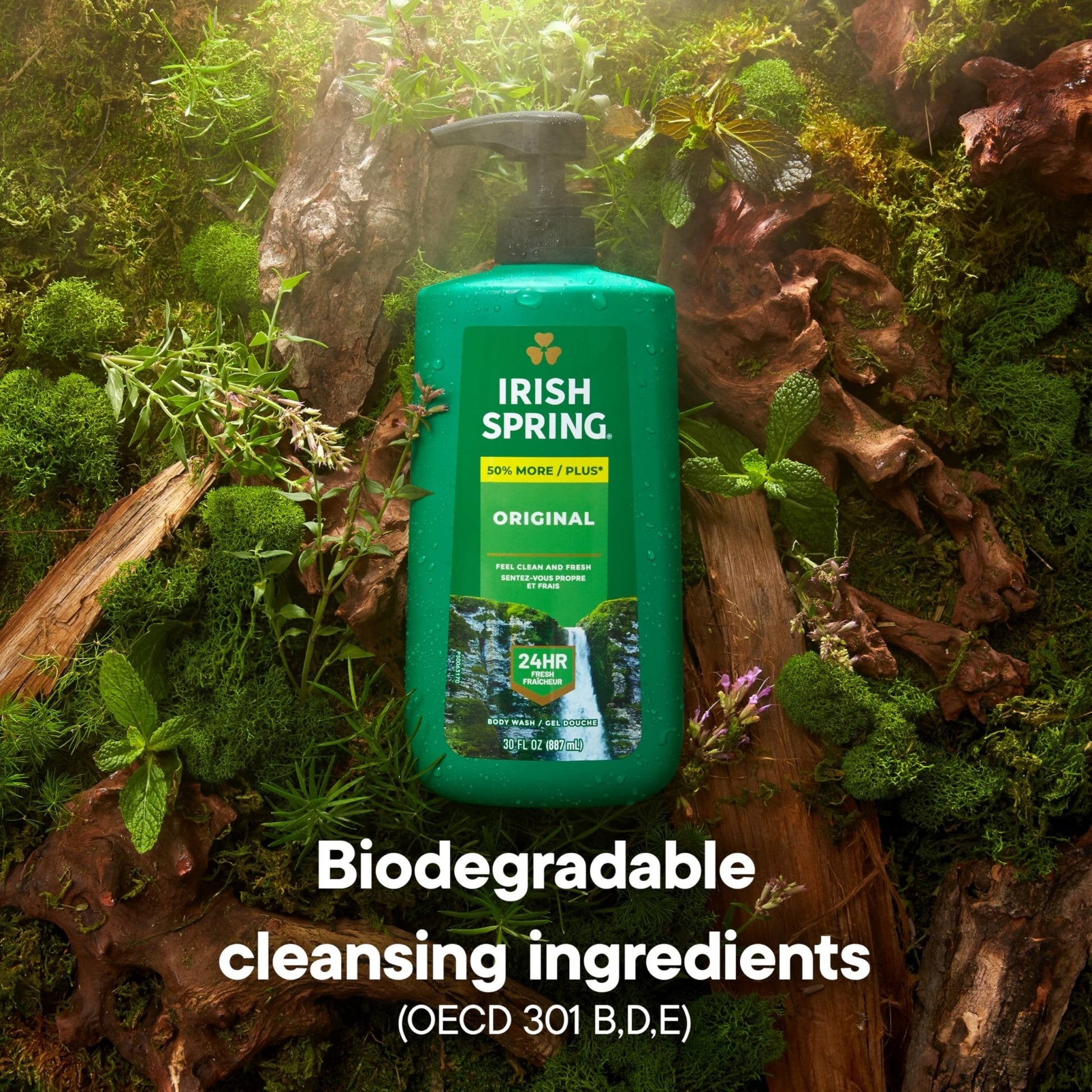 Irish Spring Original Moisturizing Body Wash for Men, 24-Hour Fresh, Face and Body Wash, Biodegradable Ingredients, Paraben Free, Cool Fresh Scent, 30 fl oz Pump Bottle - Maple Wellness Supplements