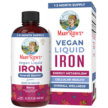 Iron Supplement for Women Men & Kids | Liquid Iron Supplement for Women Men & Kids | Iron for Healthy Blood & Oxygen | Ages 4 & Up | Sugar Free | Vegan | Non-GMO | Gluten Free | 15.22 Fl Oz - Maple Wellness Supplements