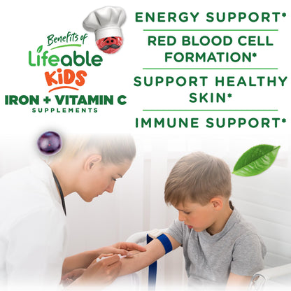 Iron Supplements for Kids | 10mg | with Vitamin C | Great Tasting Iron Gummies for Kids | Vegan Non GMO Kids Iron | for Immune Health - Maple Wellness Supplements