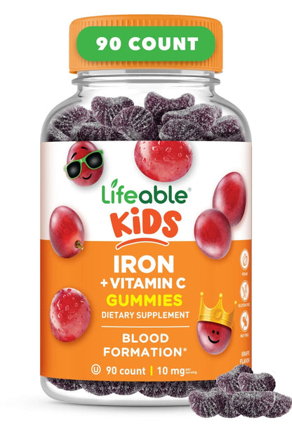 Iron Supplements for Kids | 10mg | with Vitamin C | Great Tasting Iron Gummies for Kids | Vegan Non GMO Kids Iron | for Immune Health - Maple Wellness Supplements