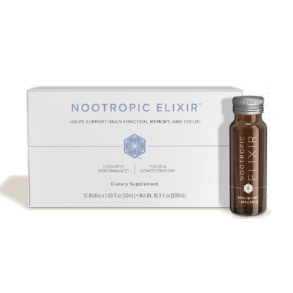 Isagenix Nootropic Elixir- Brain Health & Focus Supplement - Liquid Supplement with Green Tea Extract to Support a Healthy Mindset - 1.69 Oz Bottles (10 Count) - Maple Wellness Supplements