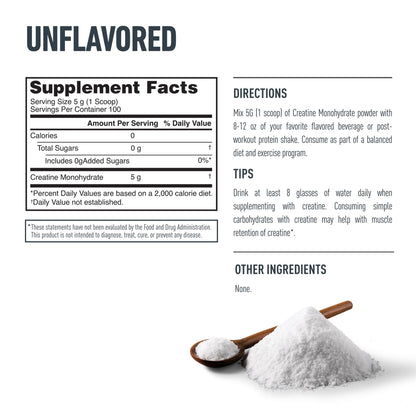 Isopure 100% Pure Creatine Monohydrate Powder, Sugar Free, Unflavored, 5g Creatine Monohydrate Per Serving, 1.1 Lbs, - Maple Wellness Supplements
