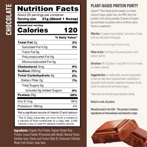Isopure Chocolate Vegan Protein Powder, with Monk Fruit Sweetener & Amino Acids - Maple Wellness Supplements