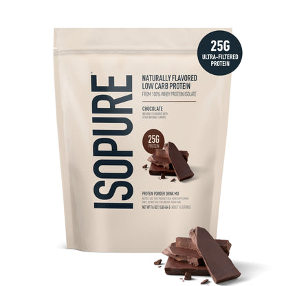 Isopure Low Carb 100% Pure Whey Isolate Protein Powder, Lactose Free, Gluten Free, With Vitamins, Dark Chocolate, 25g Protein Per Serving, 1 Lb, - Maple Wellness Supplements
