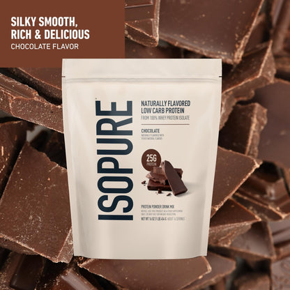 Isopure Low Carb 100% Pure Whey Isolate Protein Powder, Lactose Free, Gluten Free, With Vitamins, Dark Chocolate, 25g Protein Per Serving, 1 Lb, - Maple Wellness Supplements