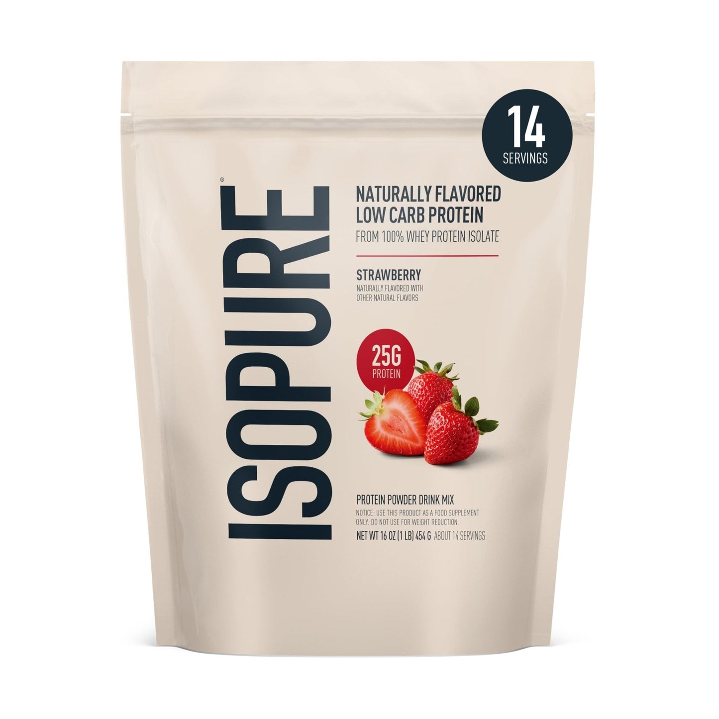 Isopure Low Carb 100% Pure Whey Isolate Protein Powder, Lactose Free, Gluten Free, With Vitamins, Strawberry, 25g Protein Per Serving, 1 Lb, 14 Servings (Packaging May Vary) - Maple Wellness Supplements