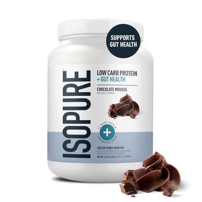 Isopure Protein + Gut Health & Immune Support Powder, Chocolate Mousse, 25g Whey Protein with Prebiotics & Vitamins, 12 Servings (Pack of 1) - Maple Wellness Supplements