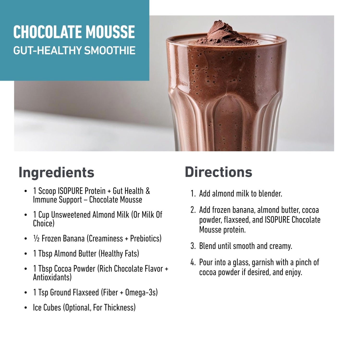 Isopure Protein + Gut Health & Immune Support Powder, Chocolate Mousse, 25g Whey Protein with Prebiotics & Vitamins, 12 Servings (Pack of 1) - Maple Wellness Supplements