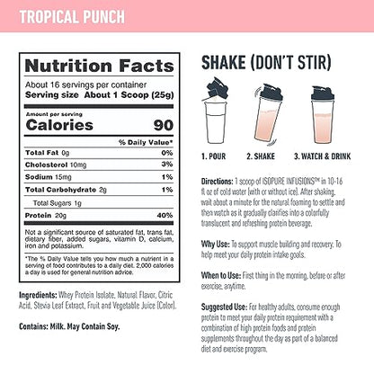 Isopure Protein Powder, Clear Whey Isolate Protein, Post Workout Recovery Drink Mix - Maple Wellness Supplements