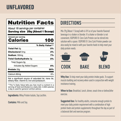 Isopure Unflavored Protein, Whey Isolate, 25g Protein, Zero Carb & Keto Friendly - Maple Wellness Supplements