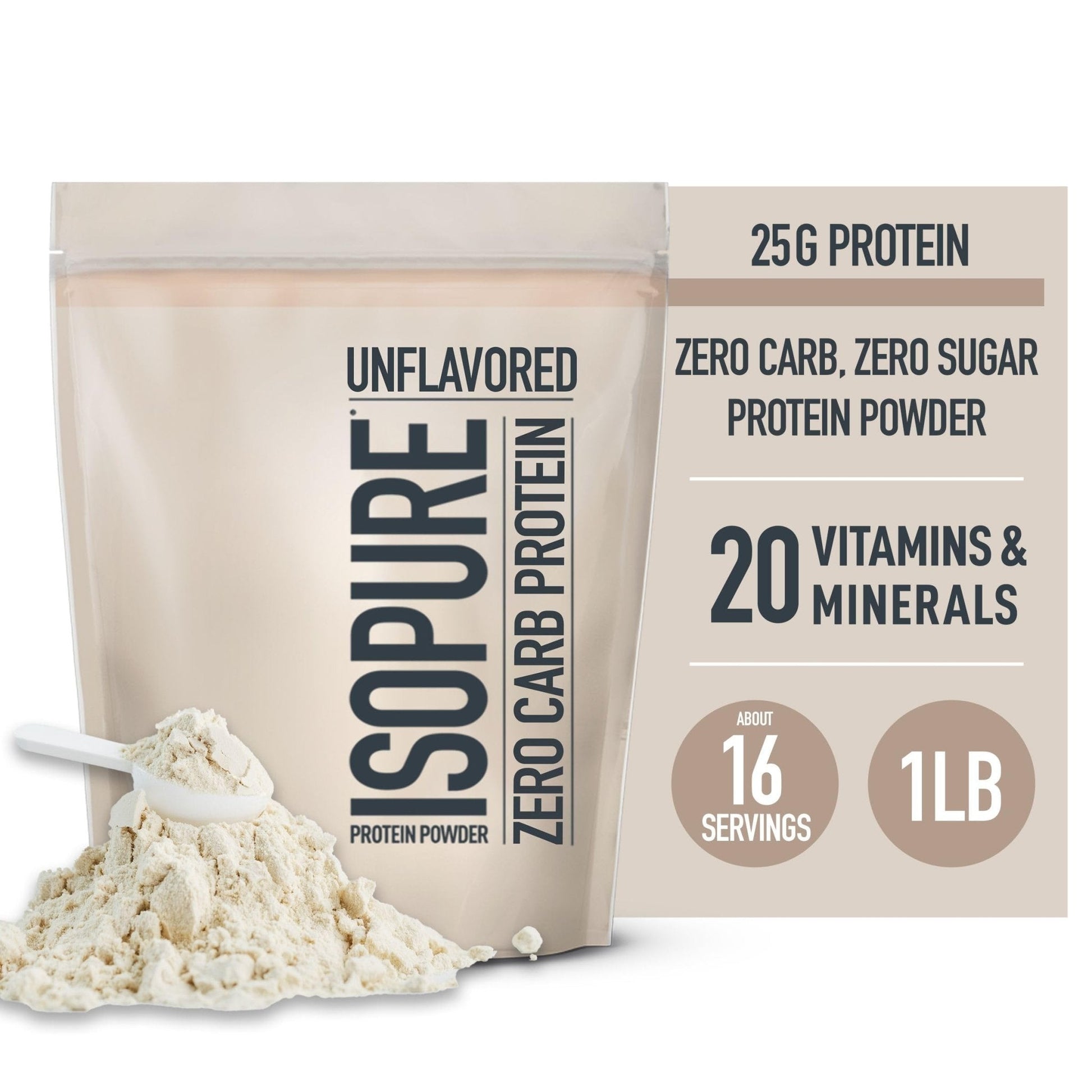 Isopure Unflavored Protein, Whey Isolate, 25g Protein, Zero Carb & Keto Friendly - Maple Wellness Supplements