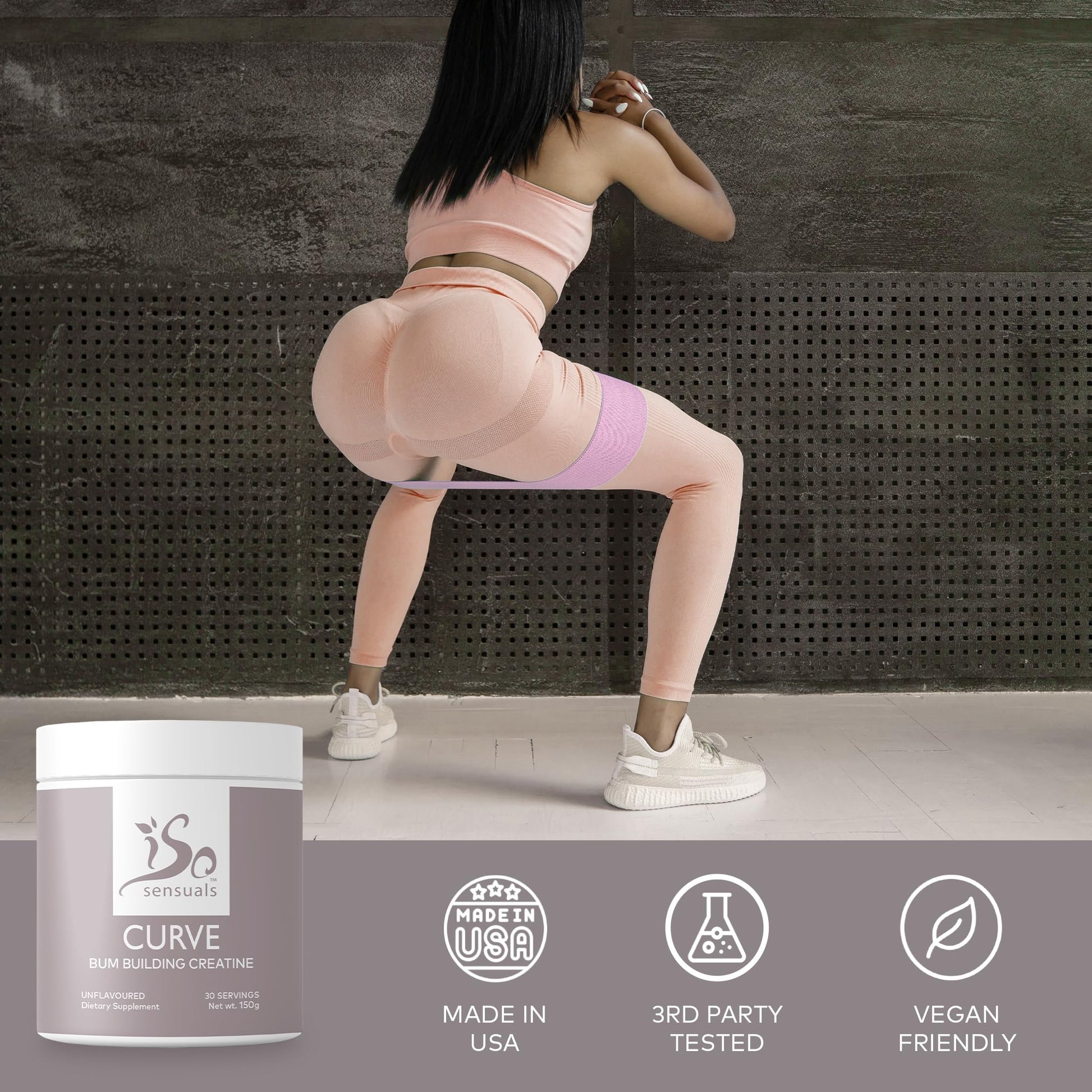 IsoSensuals Curve Bum Building Creatine - Micronized 200 Mesh for Smooth Muscle - Maple Wellness Supplements