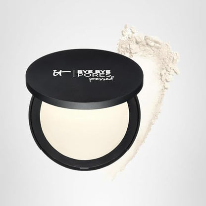 IT Cosmetics Bye Bye Pores Pressed Finishing Powder - Universal Translucent Shade - Contains Anti-Aging Peptides, Hydrolyzed Collagen & Antioxidants - 0.31 oz - Maple Wellness Supplements
