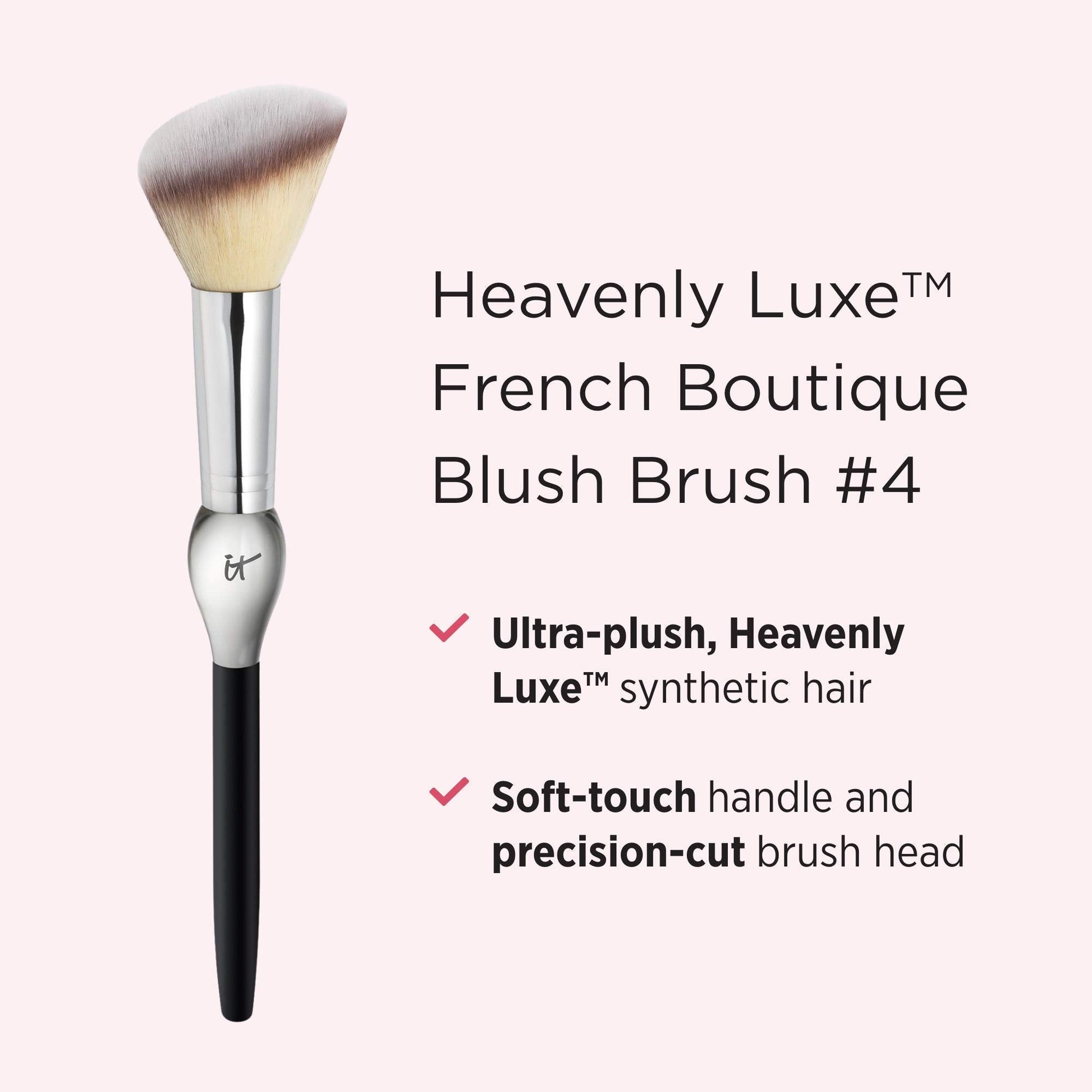 IT Cosmetics Heavenly Luxe French Boutique Blush Brush 4 - Angled Blush Brush for Cheeks - Liquid & Powder Blush Brush - Makeup Brush With Award-Winning Heavenly Luxe Hair - Maple Wellness Supplements