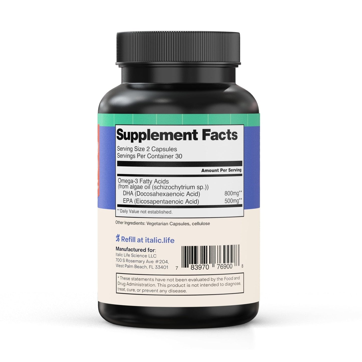 Italic LIfe Sciences Mega DHA Omega-3 1300mg – 800mg DHA, 500mg EPA – Brain Health Supplement for Memory, Focus & Mental Clarity – High Potency Fish Oil – Non-GMO, Third-Party Tested – 60 Capsules - Maple Wellness Supplements