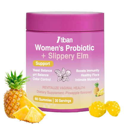 Itiban Feminine Vaginal Probiotics Gummies, Supports pH Balance & Digestive Health, Slippery Elm for Women, Suagr-Free - Maple Wellness Supplements