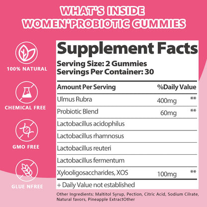 Itiban Feminine Vaginal Probiotics Gummies, Supports pH Balance & Digestive Health, Slippery Elm for Women, Suagr-Free - Maple Wellness Supplements