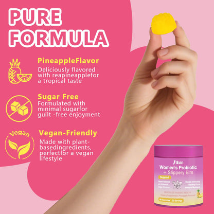 Itiban Feminine Vaginal Probiotics Gummies, Supports pH Balance & Digestive Health, Slippery Elm for Women, Suagr-Free - Maple Wellness Supplements