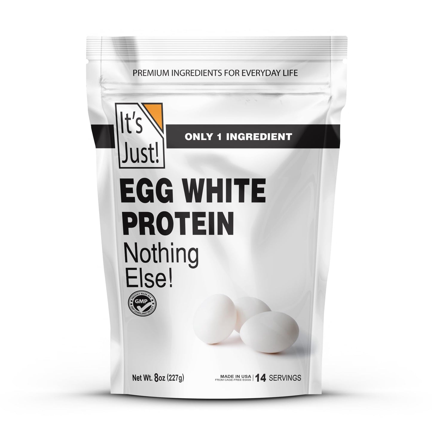 It's Just! - Egg White Protein Powder, Made in USA from Cage-Free Eggs, Dried Egg Whites (Unflavored, 8oz) - Maple Wellness Supplements