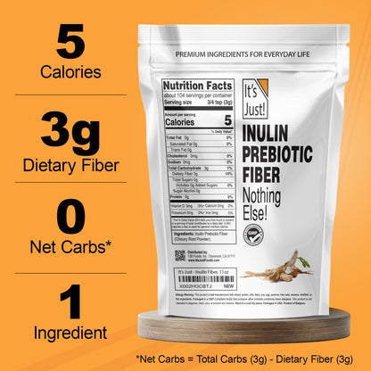 It's Just! - Inulin Prebiotic Fiber, Water Soluble, Chicory Root Powder, Promotes Gut Health, Made in USA, Product of Belgium, Vegan/Keto Friendly - Maple Wellness Supplements