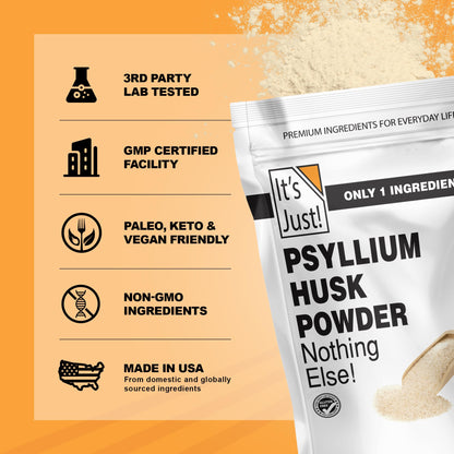 It's Just! - Psyllium Husk Powder, Easy Mixing Dietary Fiber, Cleanse Your Digestive System - Maple Wellness Supplements
