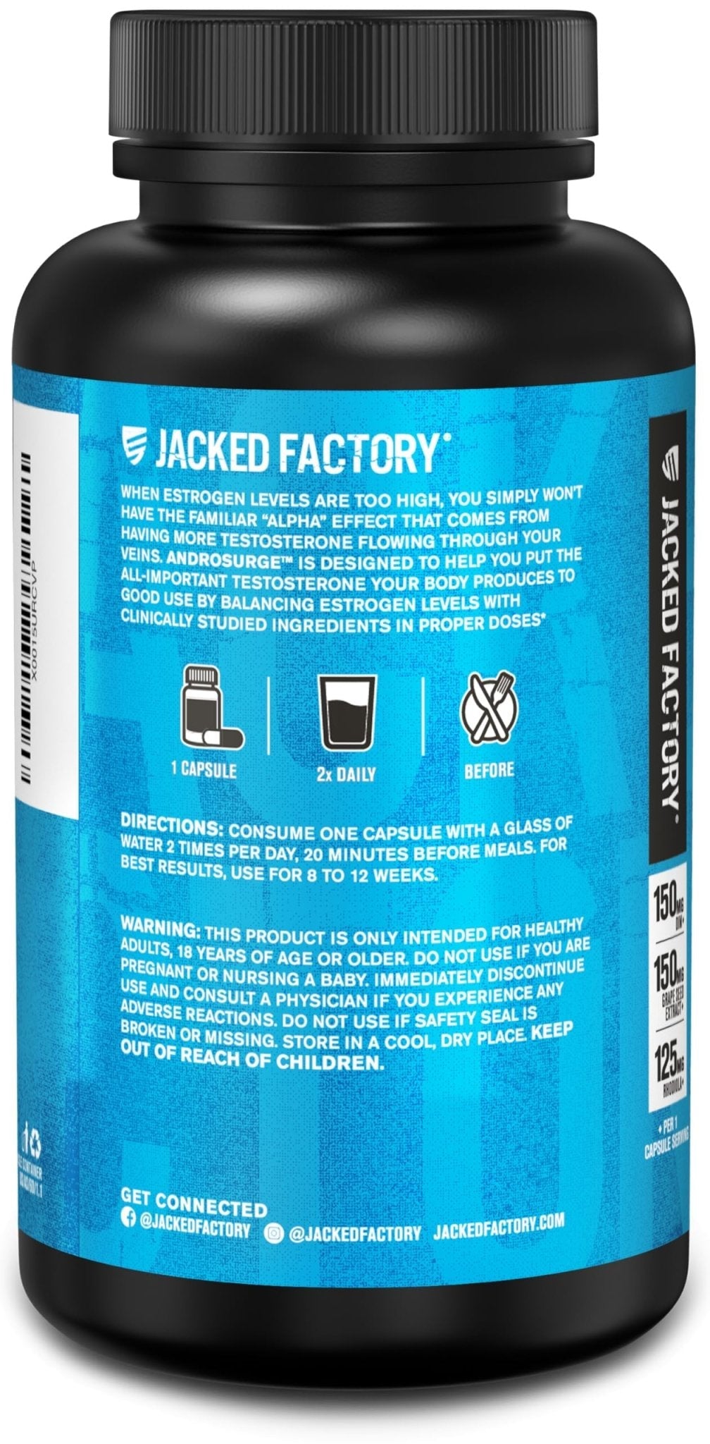 Jacked Factory Androsurge Estrogen Blocker for Men - Natural Testosterone Booster for Men & Estrogen Metabolizer with Tongkat Ali, DIM, Long Jack & More - Maple Wellness Supplements