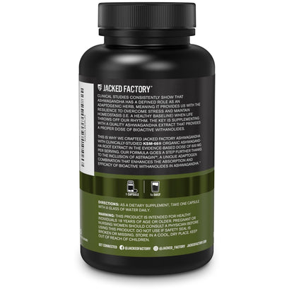 Jacked Factory Ashwagandha Root Extract (KSM-66 Ashwagandha) w/ 5% Withanolides - Supplement for Natural Stress Relief, Cognitive Function, Vitality, and Mood Support - 60 Veggie Capsules - Maple Wellness Supplements