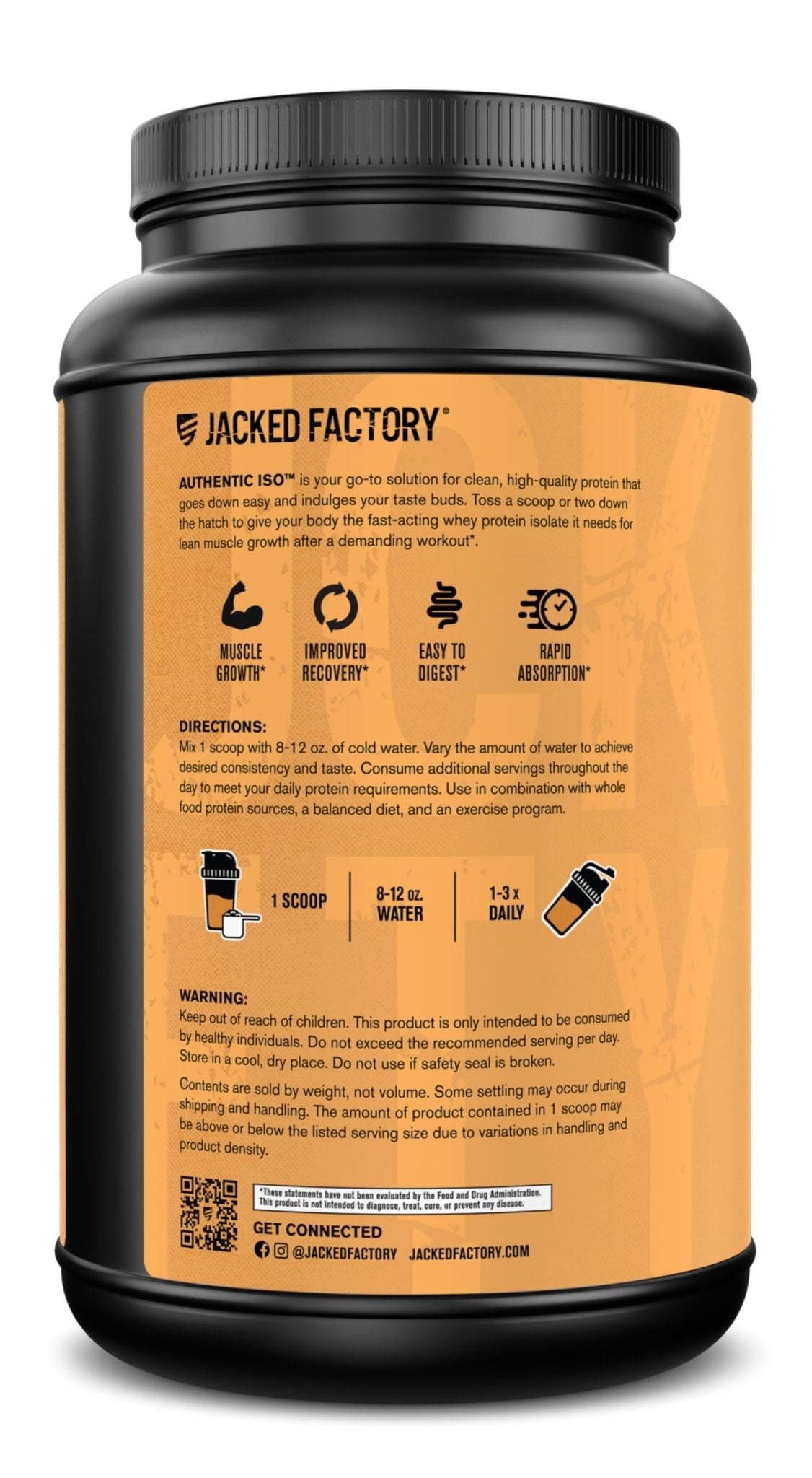 Jacked Factory Authentic ISO Grass Fed Whey Protein Isolate Powder - Low Carb, Non-GMO Muscle Building Protein w/No Fillers, Post Workout Recovery, Chocolate Peanut Butter - 25 Servings - Maple Wellness Supplements