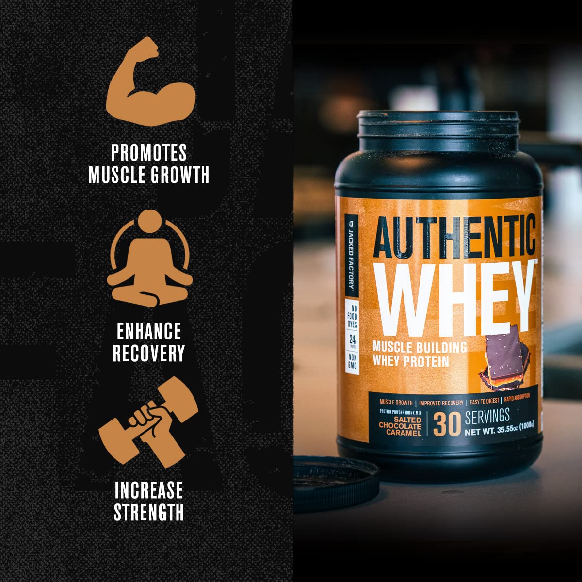 Jacked Factory Authentic Whey Muscle Building Whey Protein Powder - Low Carb - Maple Wellness Supplements