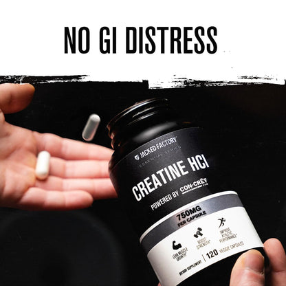 Jacked Factory Creatine HCl Capsules - CON CRET Creatine Pills 750mg - Lean Muscle Growth & Recovery, Boost Strength & Endurance, No Bloating or Cramps - 120 Capsules - Maple Wellness Supplements