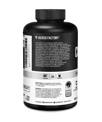 Jacked Factory Creatine Monohydrate Capsules - Creatine Pills for Muscle Growth, Increased Strength, Enhanced Energy Output and Improved Athletic Performance - 150 Capsules - Maple Wellness Supplements