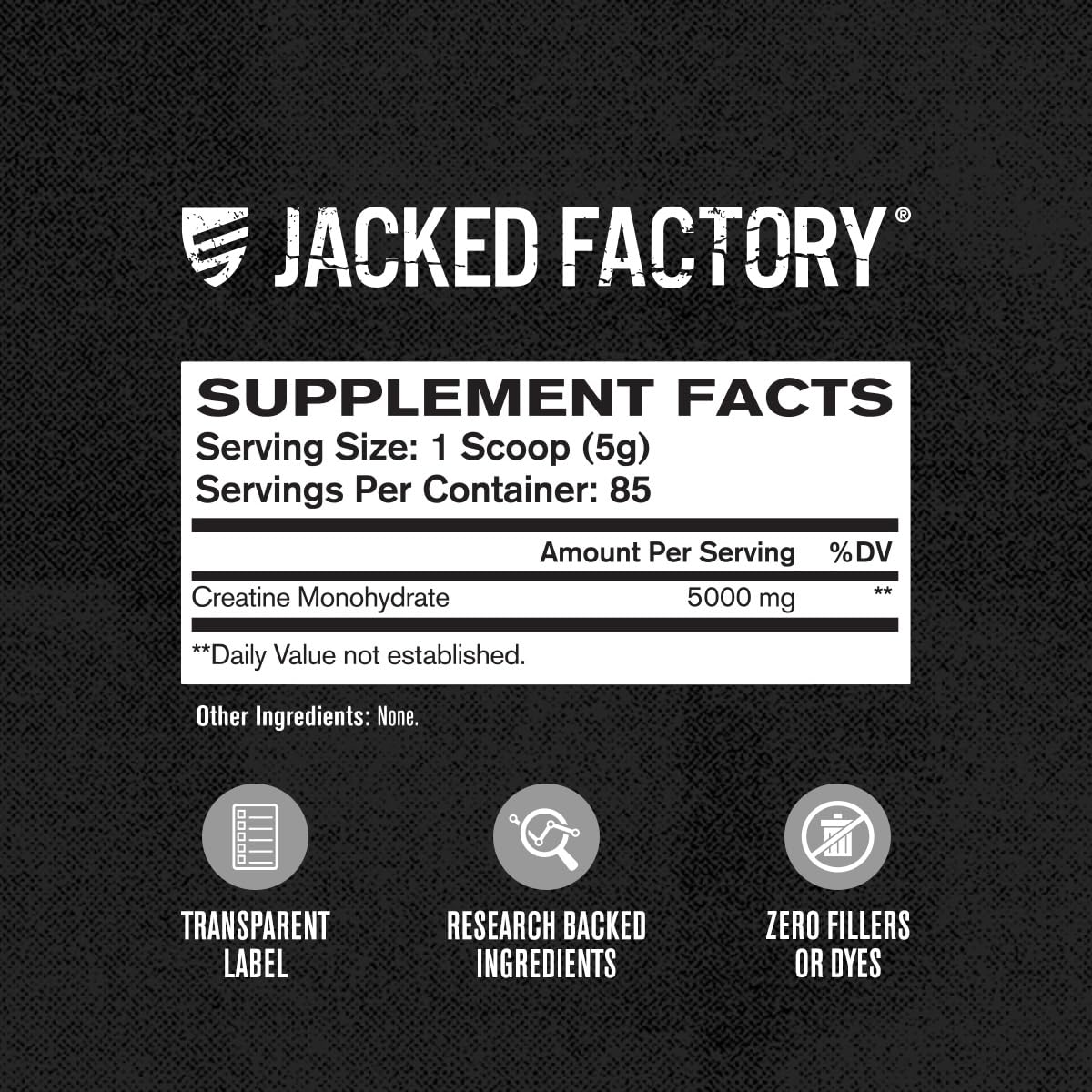 Jacked Factory Creatine Monohydrate Powder 425g - 5g Daily Creatine Supplement for Men and Women, Vegan-Friendly - Maple Wellness Supplements