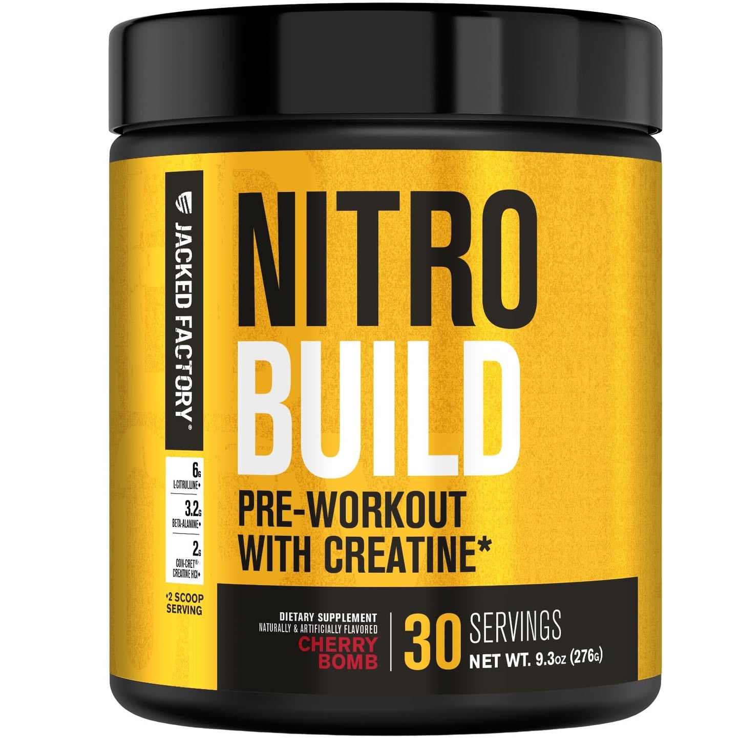 Jacked Factory Nitrosurge Build Pre Workout with Creatine for Muscle Building - Con Cret Creatine Powder & elevATP for Intense Energy, Powerful Pump - Maple Wellness Supplements