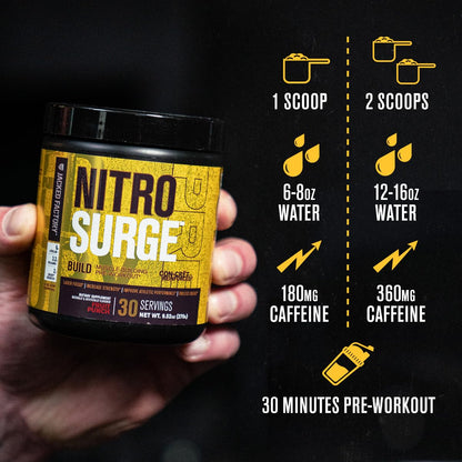 Jacked Factory Nitrosurge Build Pre Workout with Creatine for Muscle Building - Con Cret Creatine Powder & elevATP for Intense Energy, Powerful Pump - Maple Wellness Supplements
