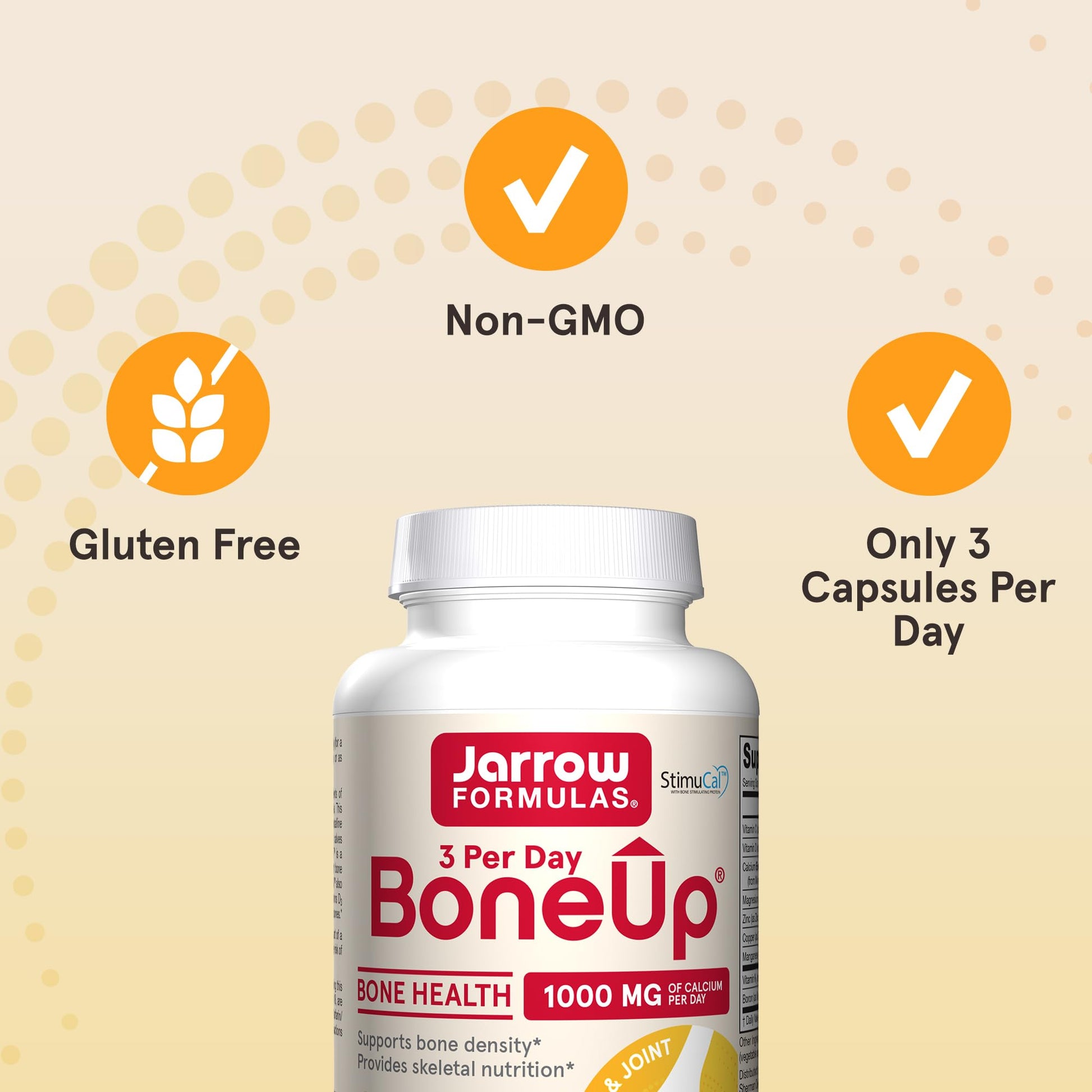 Jarrow Formulas BoneUp Three Per Day for Bone Density and Skeletal Nutrition, Includes Vitamin D3, K2 (as MK-7) and Calcium - Maple Wellness Supplements