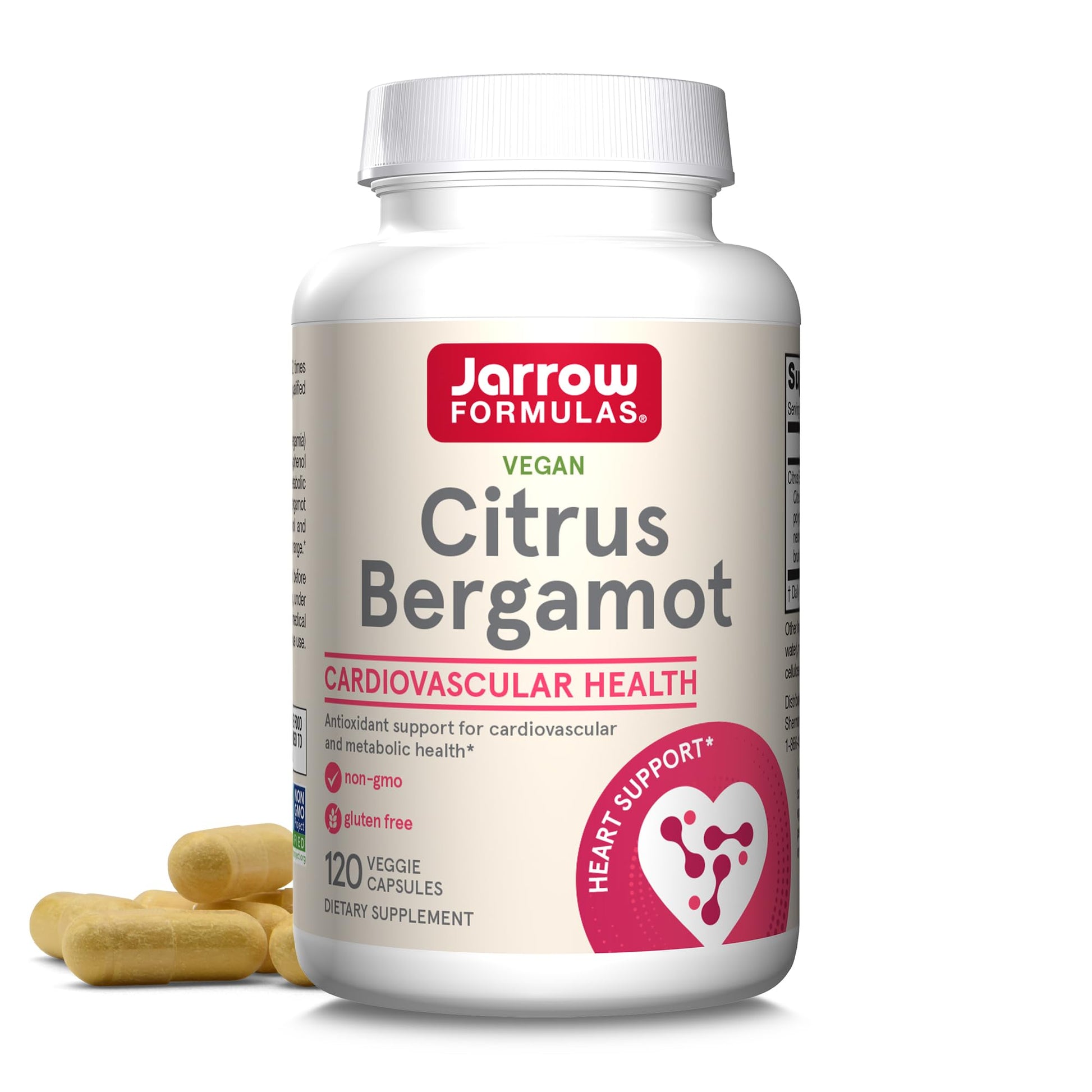 Jarrow Formulas Citrus Bergamot Supplement 500 mg - 120 Servings (Veggie Caps) - Antioxidant Support for Cardiovascular & Metabolic Health - Dietary Supplement - Maple Wellness Supplements