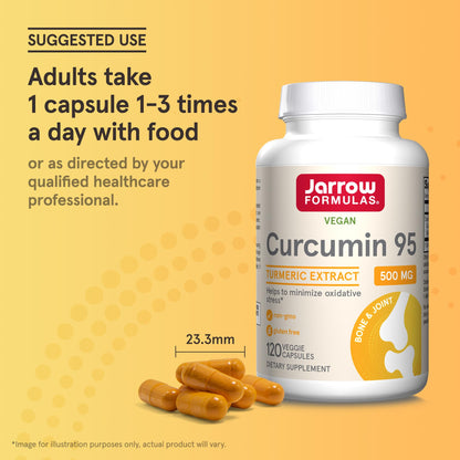 Jarrow Formulas Curcumin 95 Supplement - Turmeric Extract Supplement, 500 mg for Antioxidant & Joint Support, 120 Capsules - Maple Wellness Supplements