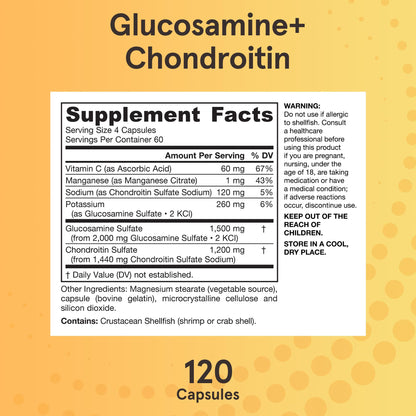 Jarrow Formulas Glucosamine + Chondroitin - 240 Capsules - Nutrient Support - Dietary Supplement for Joint Health - with Vitamin C & Manganese - 60 Servings - Maple Wellness Supplements