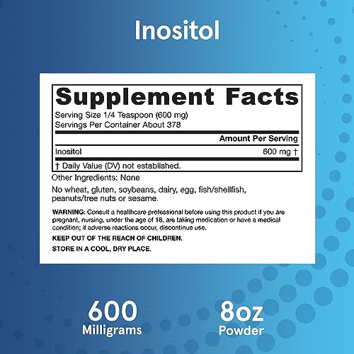 Jarrow Formulas Inositol 600 mg, Dietary Supplement for Cellular Health Support, 8 oz - Maple Wellness Supplements