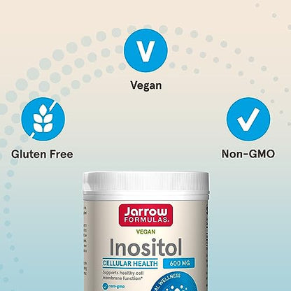 Jarrow Formulas Inositol 600 mg, Dietary Supplement for Cellular Health Support, 8 oz - Maple Wellness Supplements
