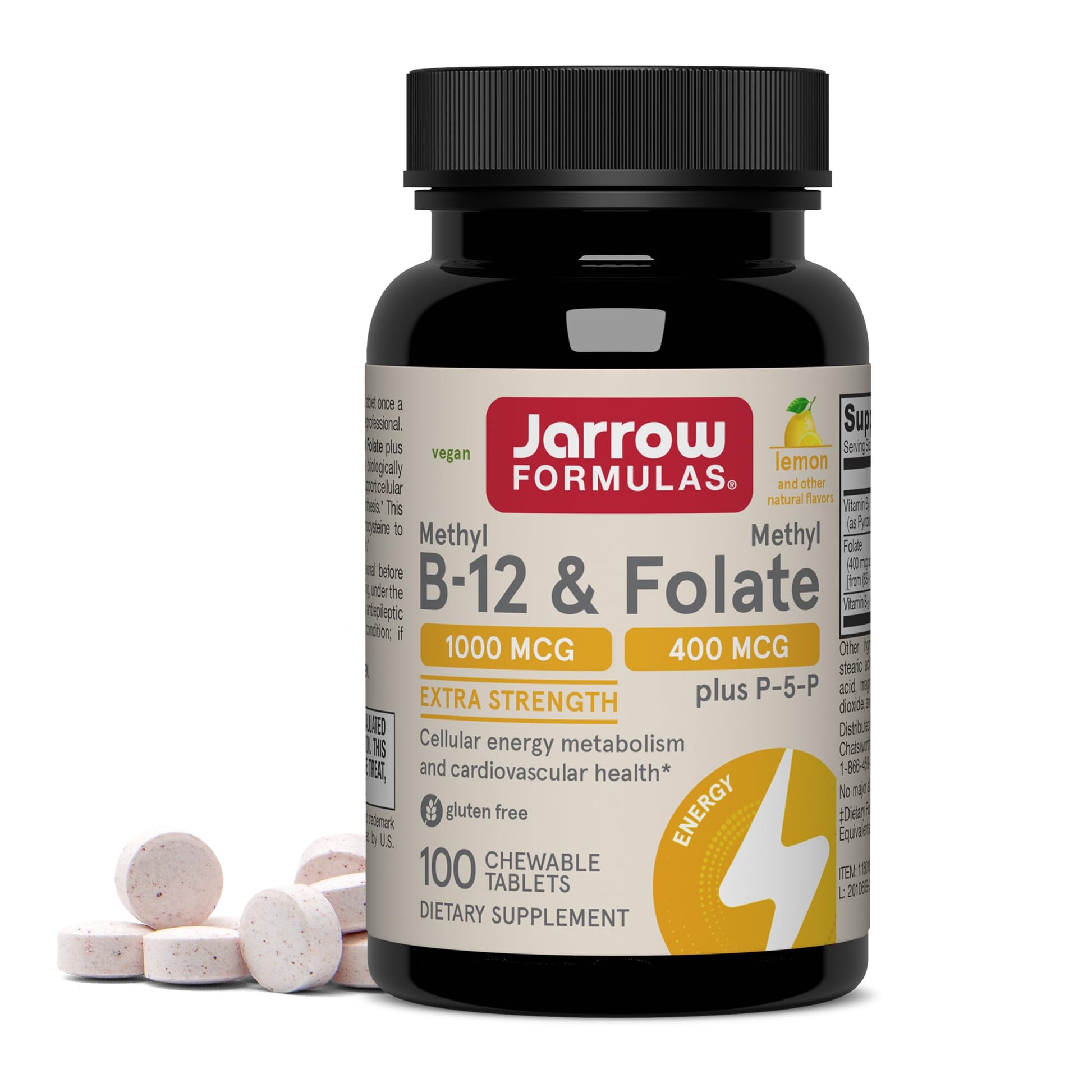Jarrow Formulas Methyl B-12 & Methyl Folate, Bioactive Vitamin B9 & Vitamin B12 Supplement, Supports Cellular Energy Production, Healthy Brain Function & Metabolism - Maple Wellness Supplements