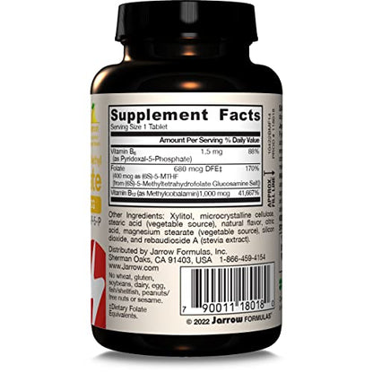 Jarrow Formulas Methyl B-12 & Methyl Folate, Bioactive Vitamin B9 & Vitamin B12 Supplement, Supports Cellular Energy Production, Healthy Brain Function & Metabolism - Maple Wellness Supplements